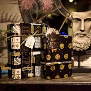 Käärepaperi Tulostettu kudospaperi Borthday Custom Logo -painettu 60G/70G/80G/90G/100G Käärityspaperi Lahjapaketti Monivärinen lahjapaperi Musta käärepaperi